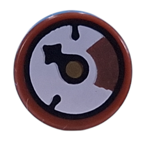 Tile Round 1 x 1 with Gauge, White/Copper Field Print (Reddish Brown)