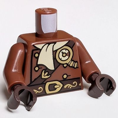 Torso, Coat, Tan Scarf, Dark Brown Belt, Gold Buttons Print, Reddish Brown Arms, Dark Brown Hands (Reddish Brown)