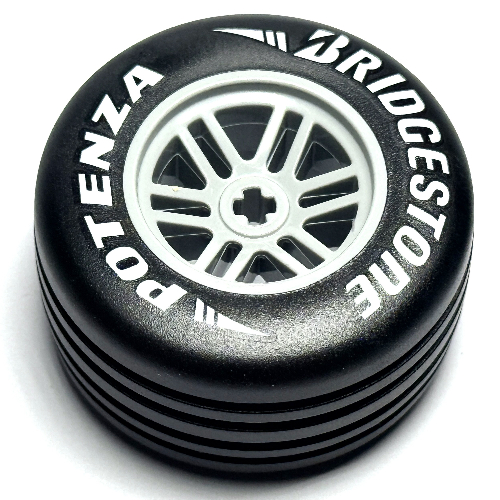 Wheel Rim 50 x 27 With Black Tyre with White 'BRIDGESTONE POTENZA' Print (Light Bluish Gray)
