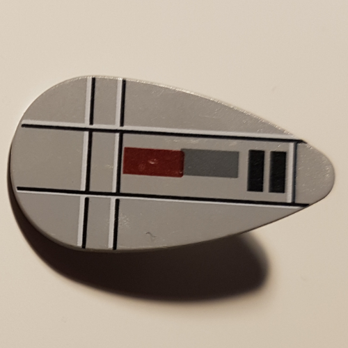 Shield Ovoid with Red, Gray, and Black Lines Print (Light Bluish Gray)