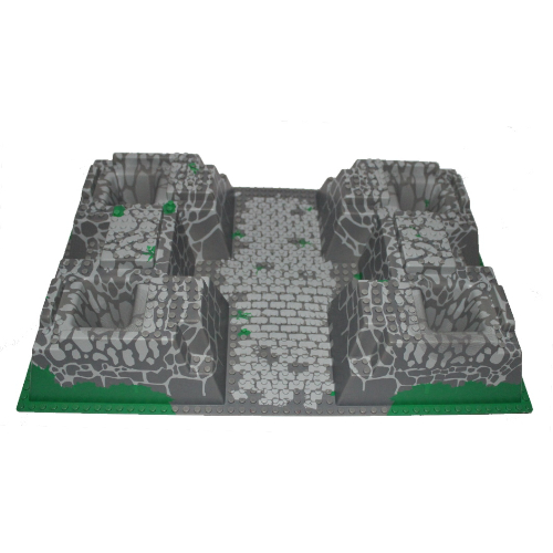 Baseplate Raised 32 x 48 x 6 with 4 Corner Pits with Dark Bluish Gray and Light Bluish Gray Rock Print (Light Bluish Gray)