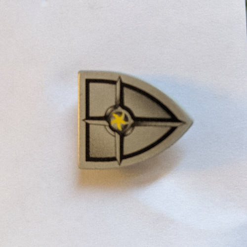 Shield Triangular with Black and Silver Blacksmith Star Print (Light Bluish Gray)