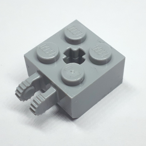 Hinge Brick 2 x 2 Locking with 2 Fingers Vertical and '+' Axle Hole, 9 Teeth (Light Bluish Gray)