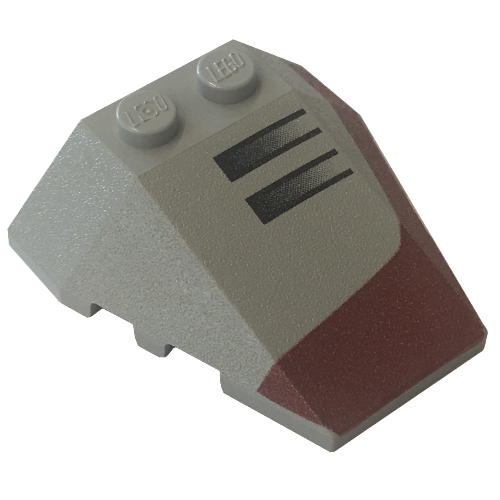 Brick Wedged, Sloped 4 x 4 Triple, Stud Notches with Left Vents Print (Light Bluish Gray)