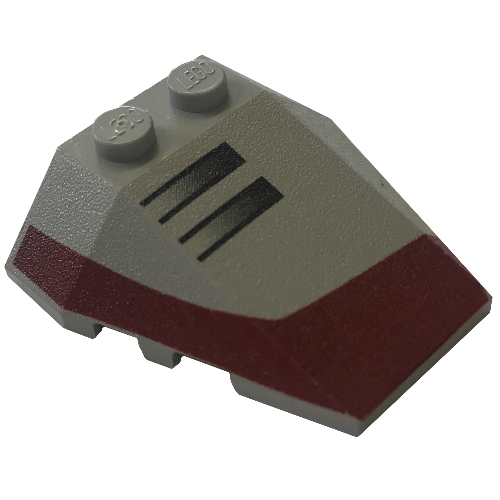 Brick Wedged, Sloped 4 x 4 Triple, Stud Notches with Right Vents Print (Light Bluish Gray)