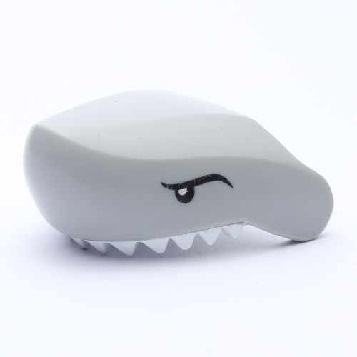 Animal Body Part, Shark Head with White Teeth and Black Eyes Print (Light Bluish Gray)