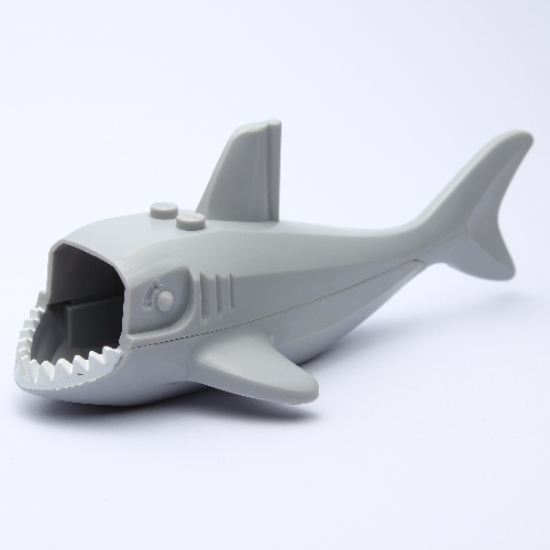 Animal Body Part, Shark Body with Gills and White Teeth Print (Light Bluish Gray)