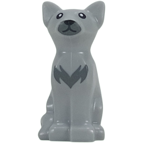 Animal, Cat Sitting with Dark Bluish Grey Nose, Chest Fur Print (Light Bluish Gray)