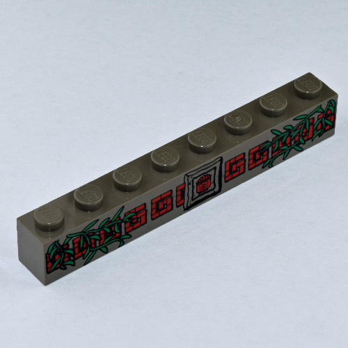 Brick 1 x 8 with Red Bricks, Amazon Logo, Vines Print (Dark Gray)