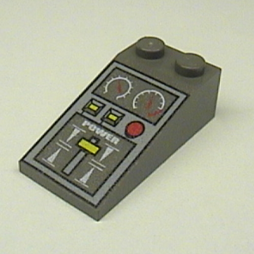 Brick Sloped 18° 4 x 2 with Train Controls Print (Dark Gray)