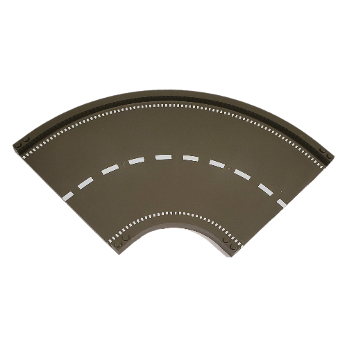 Baseplate Ramp 24 x 24 Curved, Road with White Center Stripe Print (Dark Gray)