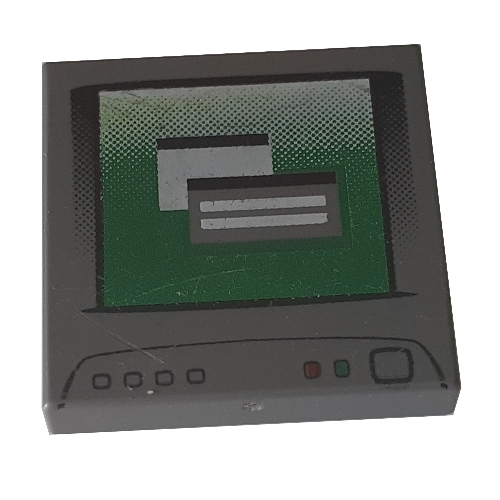 Tile 2 x 2 with Computer Monitor, No Power Switch Icon Print (White)