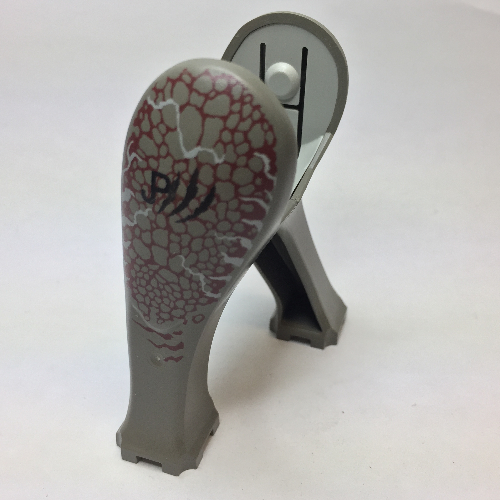 Animal Body Part, Dinosaur, Legs Long, Dark Red, White Scales and 'JPIII' Print (Dark Gray)