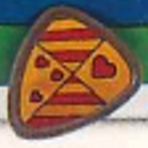 Duplo Shield, Flat Triangle with Red Stripes and Hearts Print (Dark Gray)