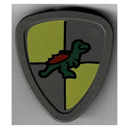 Duplo Shield, Flat Triangle with Yellow and Gray and Dinosaur Print (Dark Gray)