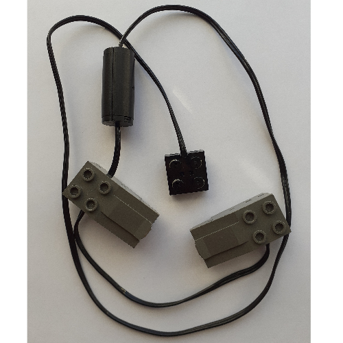 Wire with Brick 2 x 2 x 2/3 and Train Track Contacts (Dark Gray)