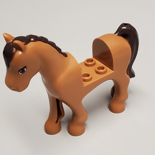 Animal, Horse with 2 x 2 Cutout, Brown Eyes, Dark Brown Mane and Tail Print (Medium Nougat)