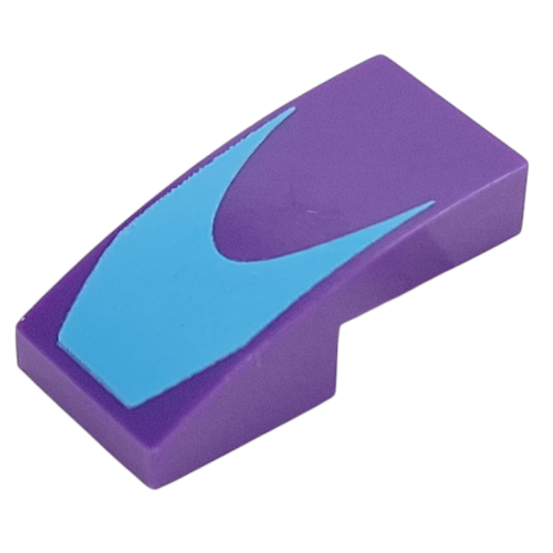Brick Curved 2 x 1 No Studs with Medium Azure Shape Print (Dark Purple)