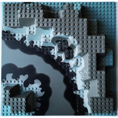 Baseplate Raised 32 x 32 Canyon with Gray Underwater Print (Light Blue)