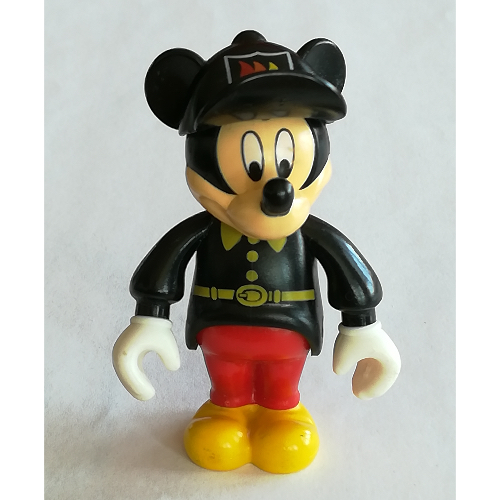Mickey Mouse Figure with Red Pants, Black Fireman Uniform, Black Cap (Black)