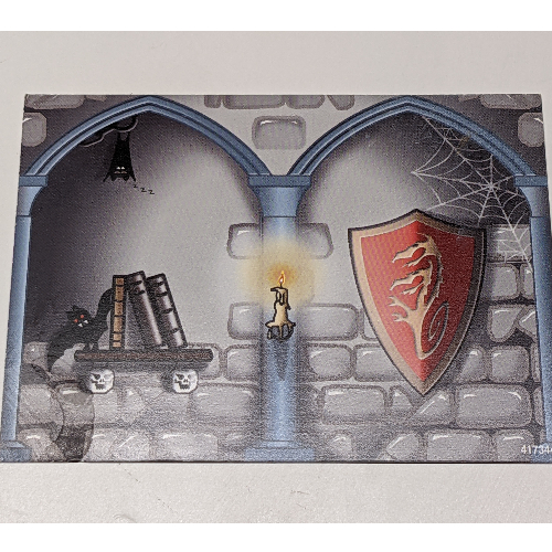 Backdrop with Castle Interior with Shelf and Shield / Castle Exterior with Window and Tree Print ([No Color/Any Color])