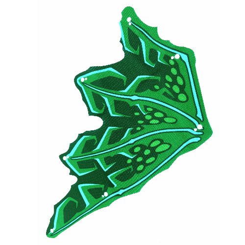 Wing, Left, Dragon, Azure Bones, Green and Dark Green Webbing ([No Color/Any Color])