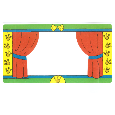 Backdrop for Sets 3615-2 and 9131-1, Theater Curtains, Green Borders / Light Orange ([No Color/Any Color])