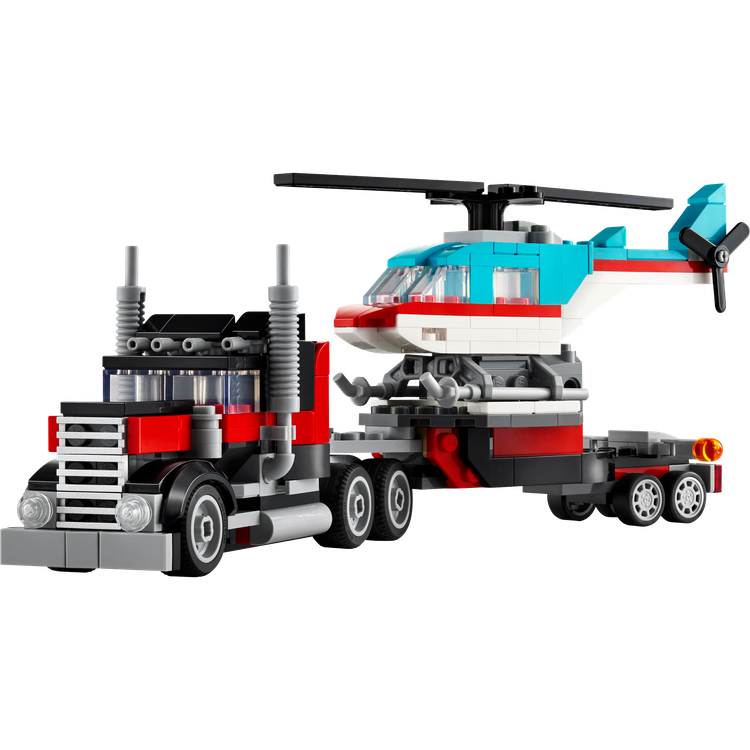 Flatbed Truck with Helicopter