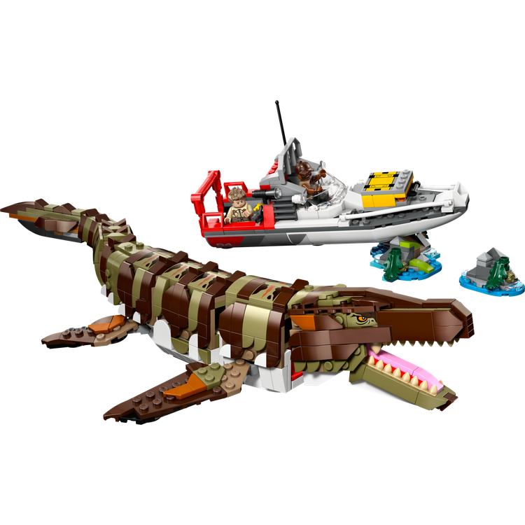 Brick-Built Mosasaurus Boat Mission