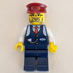Conductor - Dark Blue Jacket, Dark Blue Legs, Dark Red Hat, Glasses