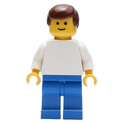 Soccer Player White Torso, Blue Legs, Brown Hair, Standard Face