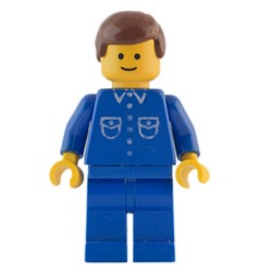 Man, Blue Shirt with Buttons and Pockets, Blue Legs, Brown Hair