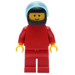 Man, Plain Red, Black Helmet with Visor