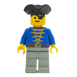 Pirate - Blue Jacket, Light Gray Legs, Black Tricorne