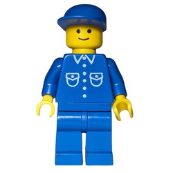 Man, Blue Shirt with Buttons and Pockets, Blue Legs, Blue Cap (3626b Head)