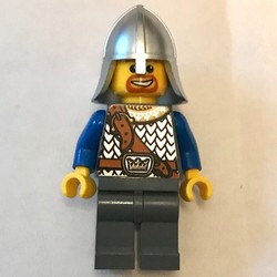 Knight - Blue Torso, Dark Bluish Grey legs, Metallic Silver Helmet