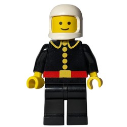 Fireman, Classic, Black Fire Jacket with Red Belt and Buttons, White Helmet (3842a Helmet)