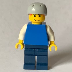 Man, Plain Blue Torso with White Arms, Dark Blue Arms, Light Bluish Gray Helmet