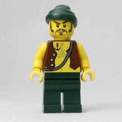 Pirate - Anchor Tattoo, Dark Green Legs, Dark Green Bandana