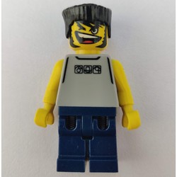 Basketball Player, Light Gray Torso and Dark Blue Legs, Black Flat Top Hair