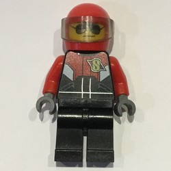 Pilot, Red, Black, and White Jumpsuit, Red Helmet with Visor, Sunglasses