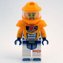 Astronaut, White Spacesuit, Bright Light Orange Armor and Helmet