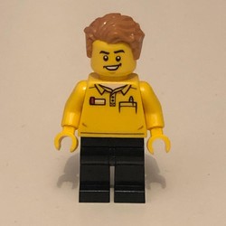 LEGO Store Employee, LEGO Logo on Back, Medium Nougat Hair