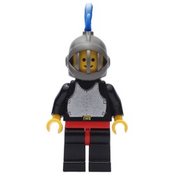 Knight (Breastplate on Black) - Black Legs, Dark Gray Helmet, Blue Plume