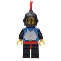 Knight (Breastplate on Blue) - Black Legs, Black Helmet, Red Plume, Plastic Cape
