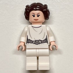 Princess Leia, White Robe, Dark Brown Hair, Decorative Belt, Dual Sided Head Closed Mouth / Smile