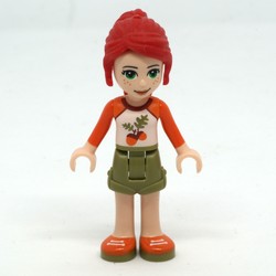 Mia - White/Orange Top, Olive Green Skirt