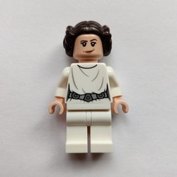 Princess Leia, White Robe, Dark Brown Hair, Decorative Belt, Dual Sided Head Open Mouth / Smile