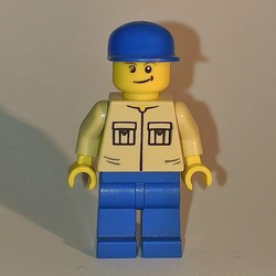 Man - Tan Shirt, Blue Legs, Blue Cap