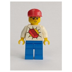 Man - White Torso with Red Brick, Blue Legs, Red Cap